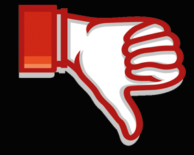 a thumb down symbol with a red outline