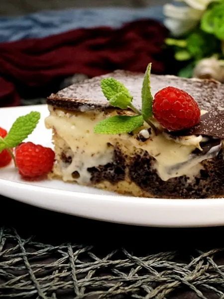 Keto Donauwelle mit Rhabarber, Kuchen, Torte, Rezept