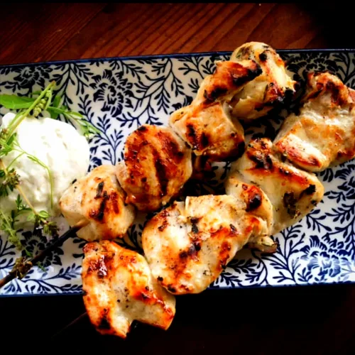 Souvlaki, Keto, Rezept, Schwein, Huhn, griechisch