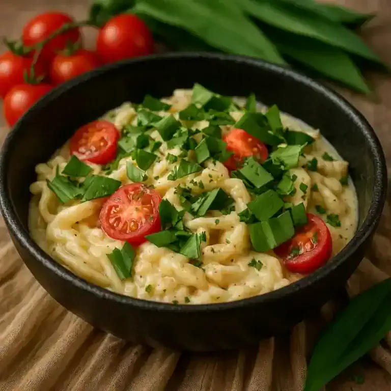 Hühnernudeln Bärlauch Gorgonzola KetoChameleons