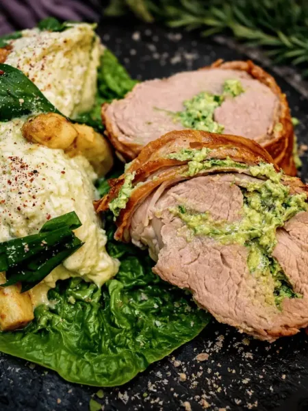Keto Schweinefilet grfüllt Bärlauch KetoChameleons