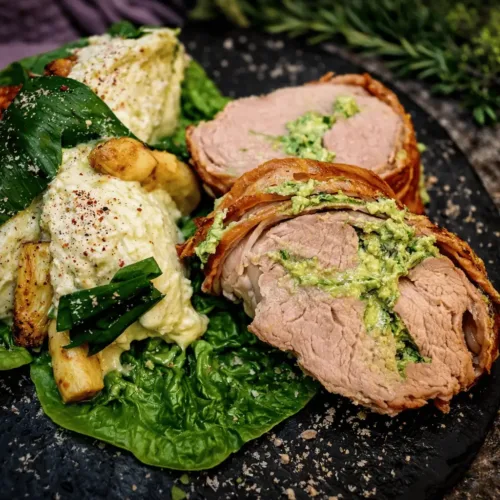 Keto Schweinefilet grfüllt Bärlauch KetoChameleons