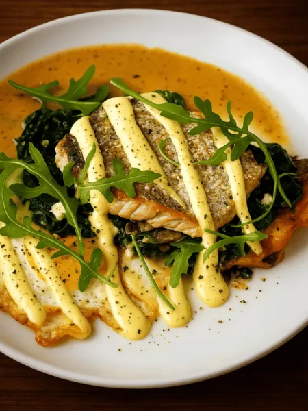 Knuspriger Lachs auf Spinatbett, Keto Rezept