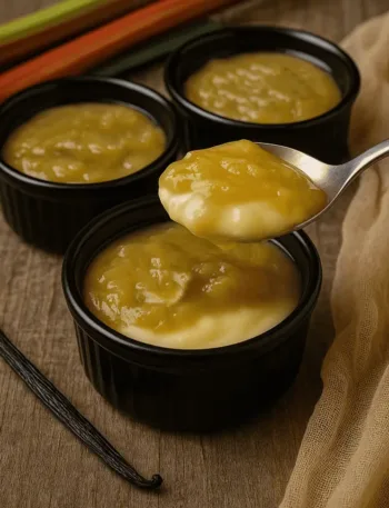 Keto Vanille Pudding mit Rhabarberkompott