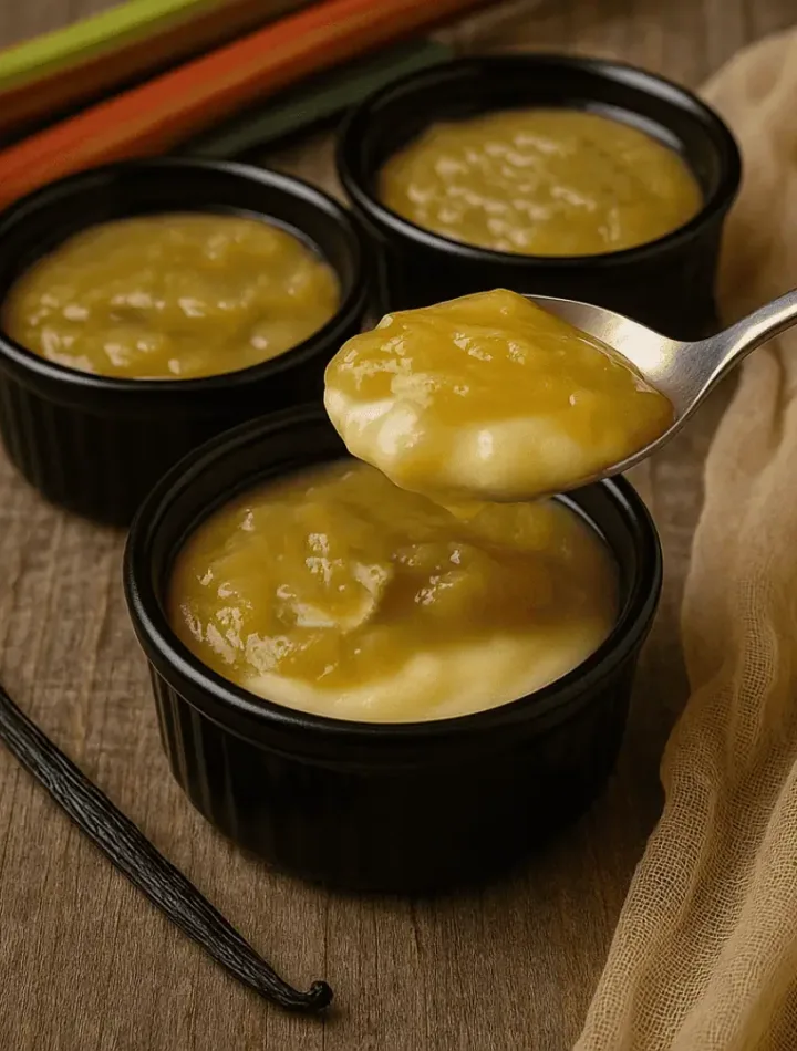 Keto Vanille Pudding mit Rhabarberkompott