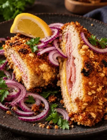 Keto Cordon Bleu, Hühnchen, Huhn, Hühnerbrust, Panada, klassisches Cordon Bleu, Schinken, Käse, KetoChameleons