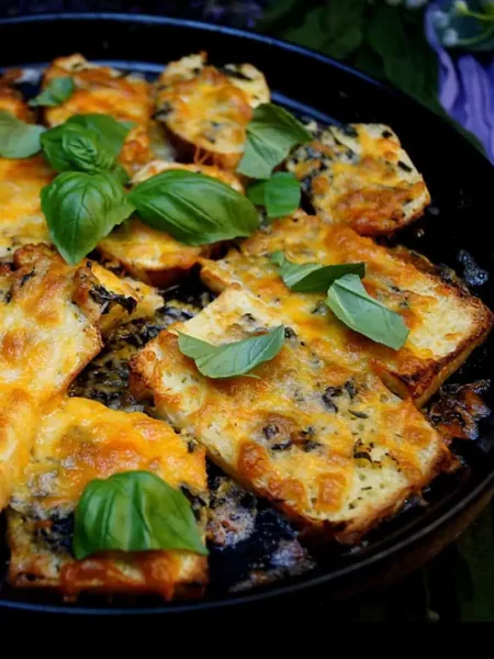 Keto Knoblauchbrot mit Cheddar