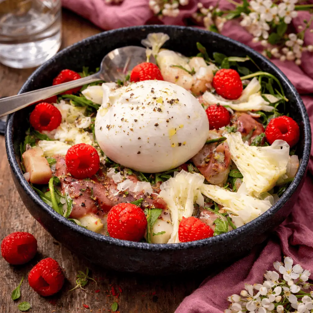 Keto Salat Spargel Burrata, Himbeere KetoChameleons