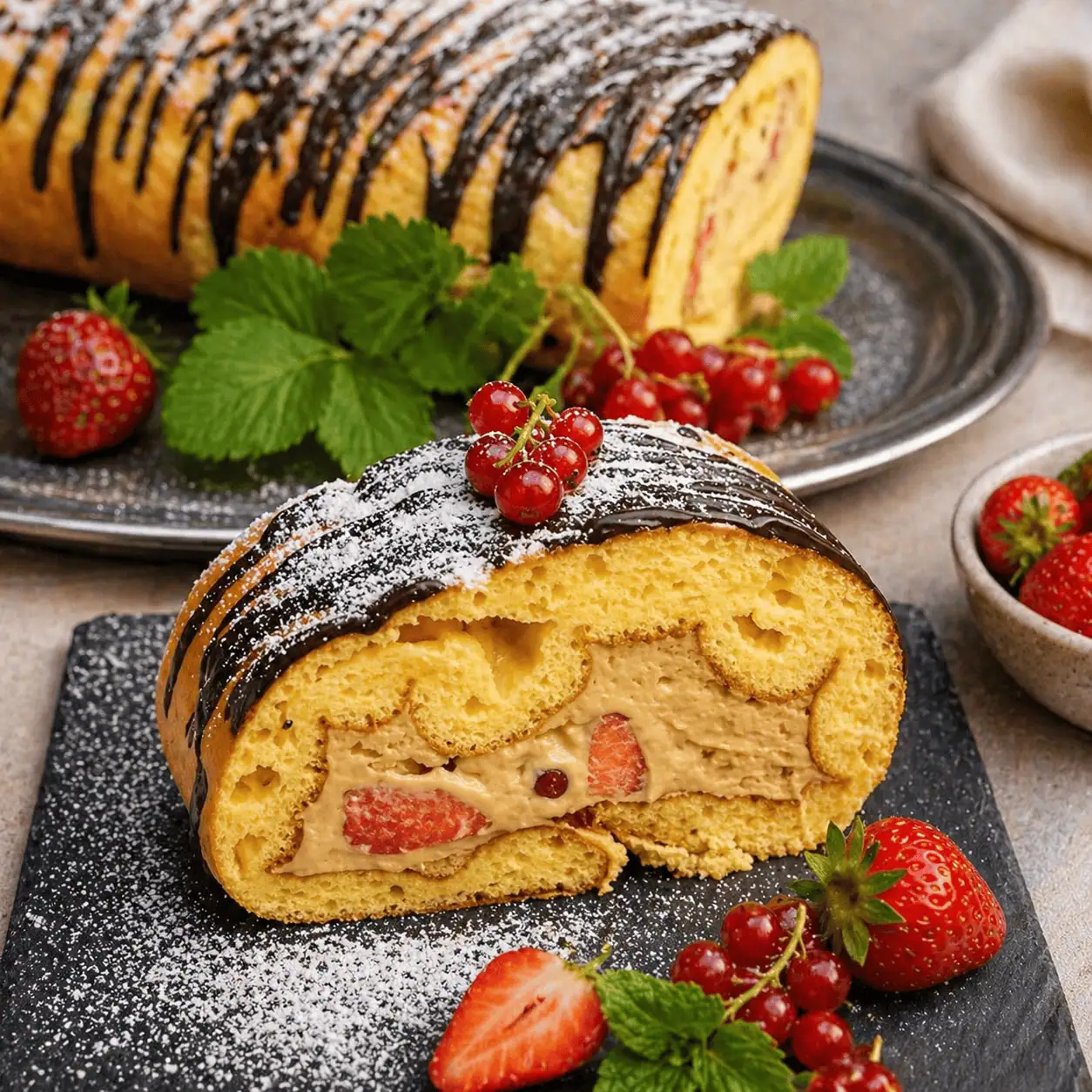 Keto-Biskuitrolle-Erdbeere-Latte-Macchiato-KetoChameleons