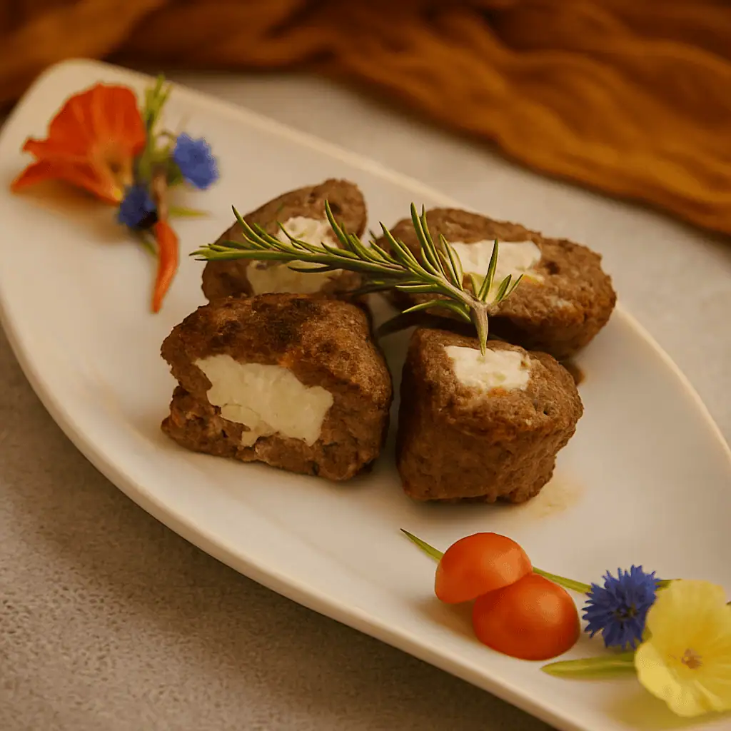 Bifteki mit Ziegenkaese Keto Hackbraten oder Falscher Hase ist der perfekte Osterbraten, der nicht nur den Kindern schmeckt. Ich zeige dir hier 2 Varianten.