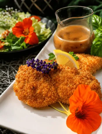 Keto Hühnchen Piccata, paniertes Hühnchen, Soße, italienisches Schnitzel, Italien, Rezept, Schnitzel, KetoChameleons