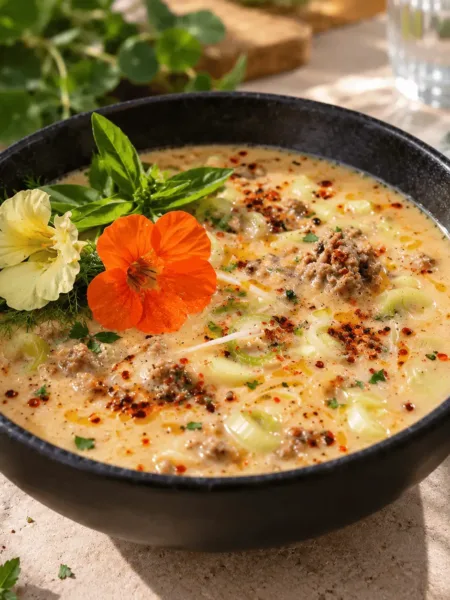 Keto Käse Lauch Suppe, Rinderhack, Hackfleisch, Käse Lauch Suppe mit Hackfleisch, KetoChameleons