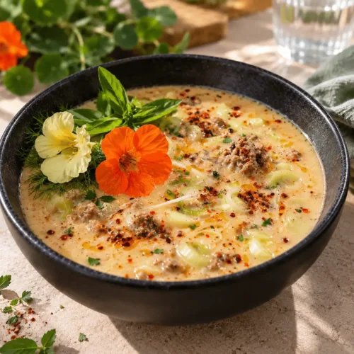 Keto Käse Lauch Suppe, Rinderhack, Hackfleisch, Käse Lauch Suppe mit Hackfleisch, KetoChameleons