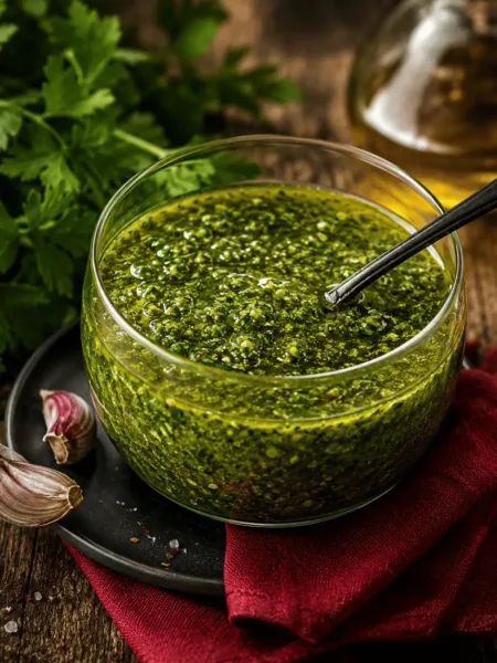 Keto Chimichurri, Kräutersoße, Argentinisch, Ernte, zuckerfrei, Grillen, KetoChameleons