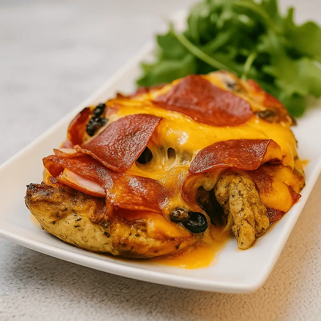 Keto Pizza Schnitzel Diese knusprigen Chicken Sticks bestehen aus hochwertigem Huhn, würzigem Käse, Ei und aromatischen Gewürzen. Sie sind High Protein, Animal based, Keto und eignen sich perfekt als Snack für zwischendurch oder zum Dippen unterwegs. Ganz ohne unnötige Kohlenhydrate, dafür mit jeder Menge Geschmack und Crunch.