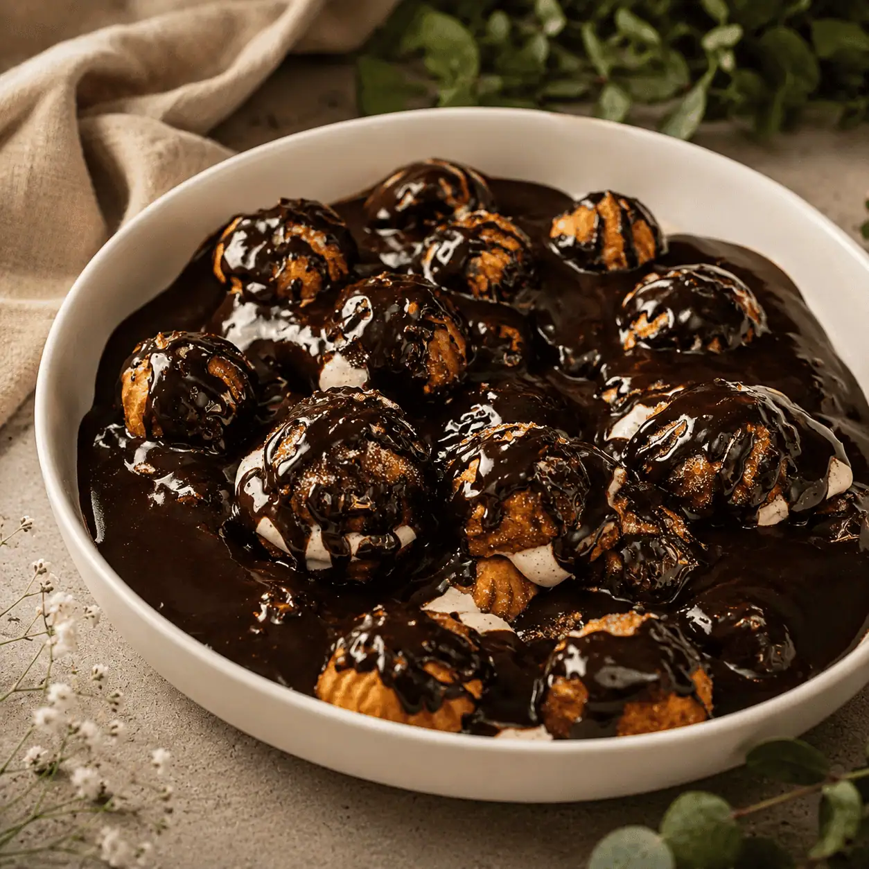 Keto-Profiteroles-High-Protein, Italien, italienisch, Rezept, Dessert, Nachtisch, Schokolade, Creme, Windbeutel, KetoChameleons