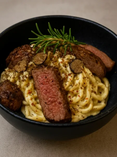 Keto Nudeln mit schwarzem Trüffel und Steak – Hühnernudeln in einer aromatischen, cremigen Soße 1 Keto Nudeln mit schwarzem Trüffel und Steak – Hühnernudeln in einer aromatischen, cremigen Soße Keto Hühnernudeln Mit Trüffel und Steak