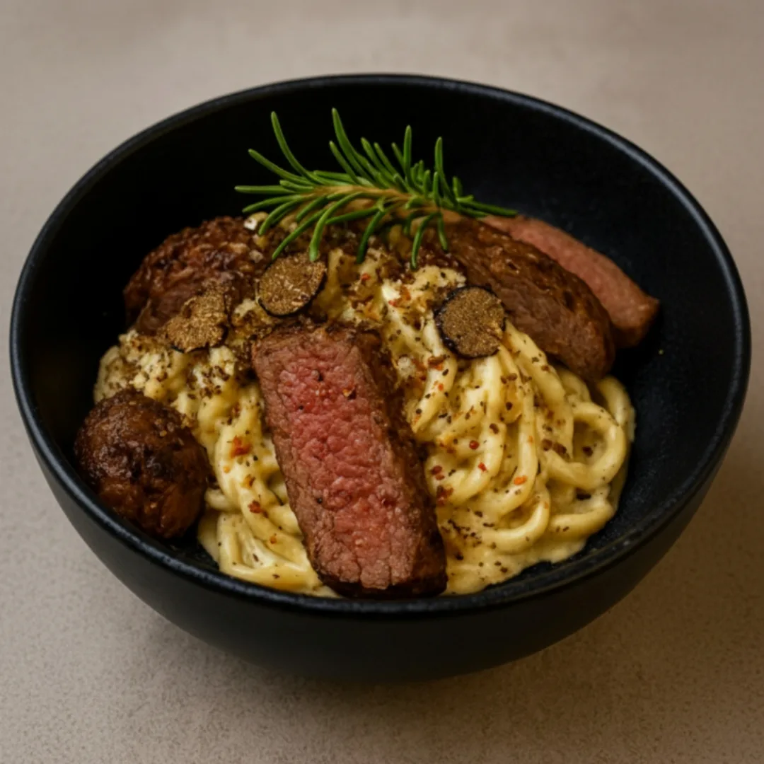 Keto Huehnernudeln Mit Trueffel und Steak Dieser Keto Hackfleisch Auflauf griechische Art, ist schnell gemacht und super proteinreich.