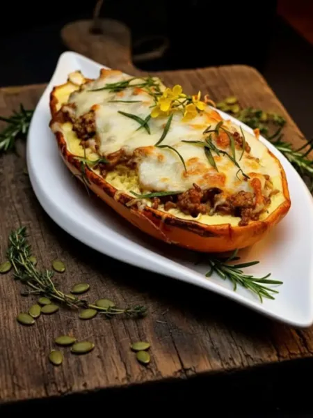 Keto Spaghettikürbis-Komfortfood – Hackfleisch, Kräuter & Käse aus dem Ofen 4 Keto Spaghettikürbis-Komfortfood – Hackfleisch, Kräuter & Käse aus dem Ofen Keto Spaghettikürbis mit Hackfleischsoße