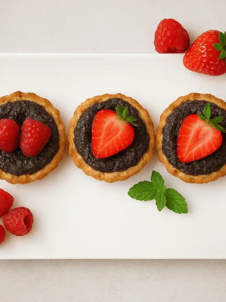 Süße Keto Mini Pizza – mit Mohn, Pudding und Beeren 2 Süße Keto Mini Pizza – mit Mohn, Pudding und Beeren Süße Keto Mini Pizza