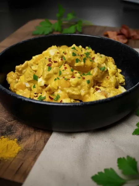 Cremiger Hühnchen Eiersalat mit Curry – Low Carb Genuss voller Protein 5 Cremiger Hühnchen Eiersalat mit Curry – Low Carb Genuss voller Protein Hühnchen Eiersalat