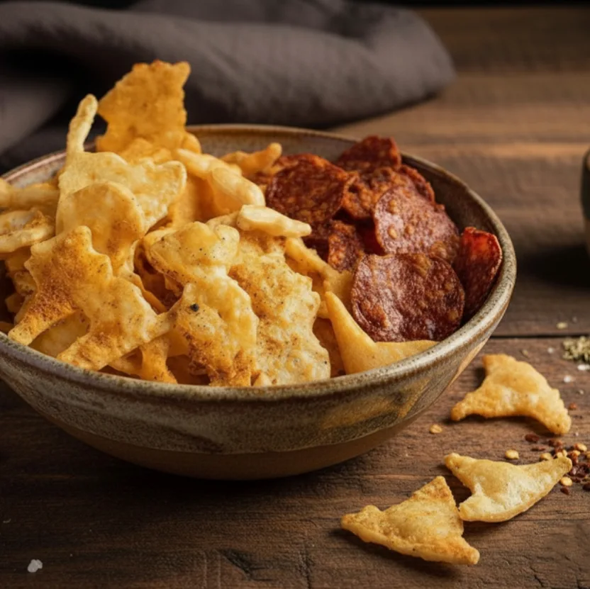 Keto Cheese Pops und Salami Chips Unsere Cracker sind super knusprig, einfach in der Herstellung und lassen sich leicht abwandeln. Dazu liefern sie viel Protein und sind ein super Snack für unterwegs.