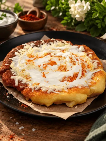 Keto Langos, Hefeteig, Jahrmarkt, Weihnachtsmarkt, Volksfest, High Protein, ungarisch, KetoChameleons