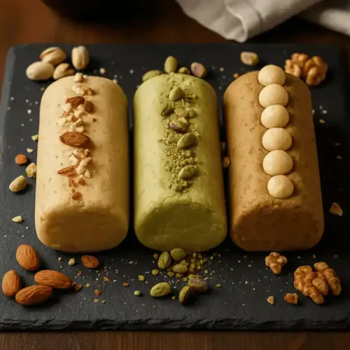 Keto-Marzipan-3 Sorten, Allulose, Macadamia, Walnuss, Pistazie, KetoChameleons