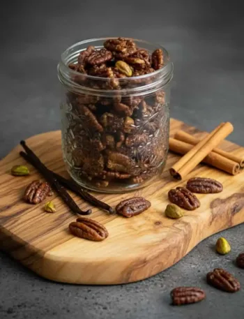 Knusprige Keto-Verführung: Gebrannte Nüsse Hier: Pekannuss & Pistazie 16 Knusprige Keto-Verführung: Gebrannte Nüsse Hier: Pekannuss & Pistazie Gebrannte Nüsse Titel (1)