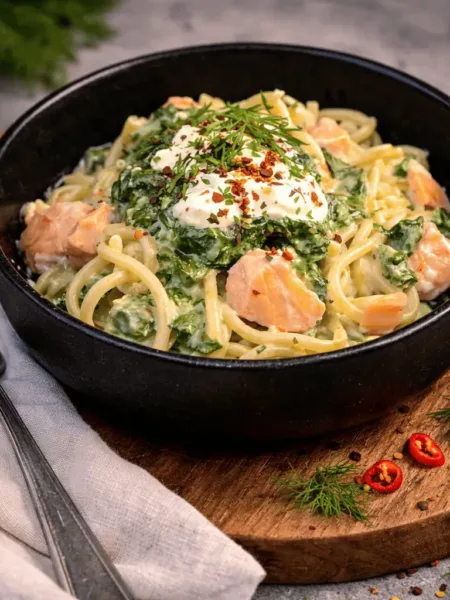Keto Nudeln Spinat Lachs