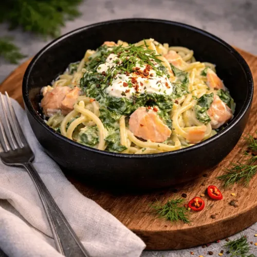 Keto Nudeln Spinat Lachs