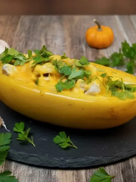 Spaghettikürbis Hühnchen Alfredo