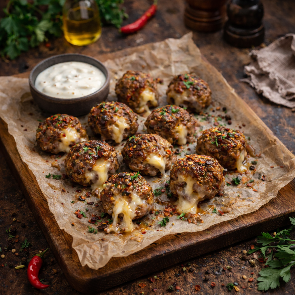 Keto Chili Cheese Hackbällchen
