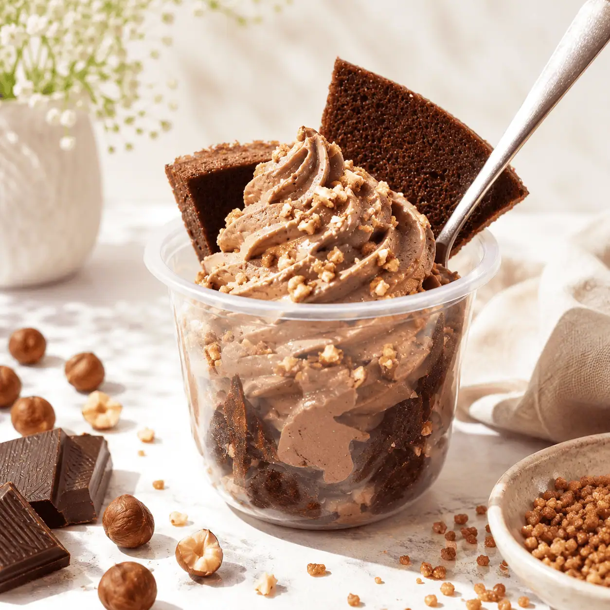 Keto Bacio Eis, Eisbecher, Haselnuss Krokant, KetoChameleons