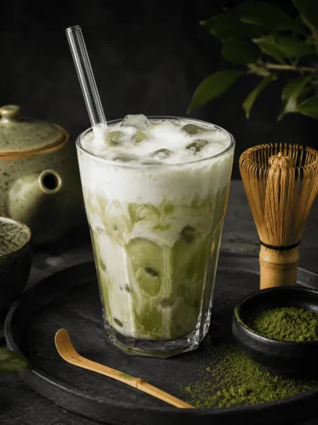Keto Iced Matcha Latte, Matcha, Eis, Latte, Tee, KetoChameleons