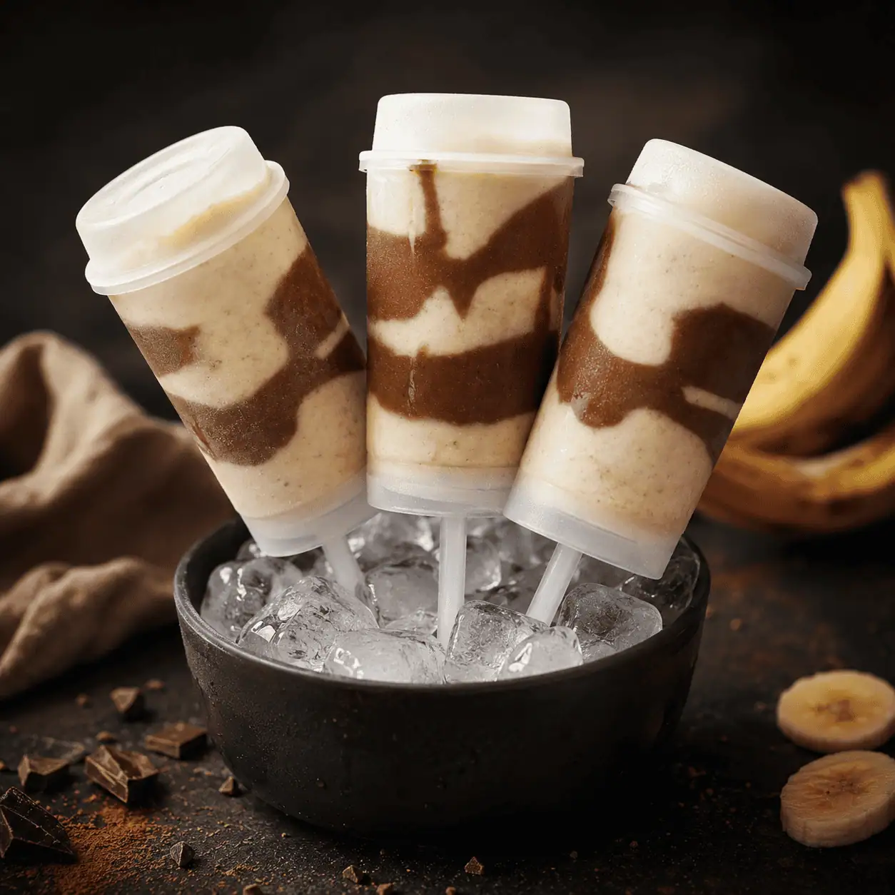 Banana Split, Keto Eis, Banane Schoko Eis, Eis am Stiel, Eiscreme, Eis zum Schieben, Eis ohne Eismaschine, Bananen Eis, KetoChameleons