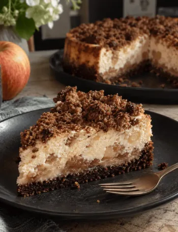 Keto Bratapfel Käsekuchen, Cheesecake, New York Cheesecake, Apfel, Marzipan, Streusel, KetoChameleons