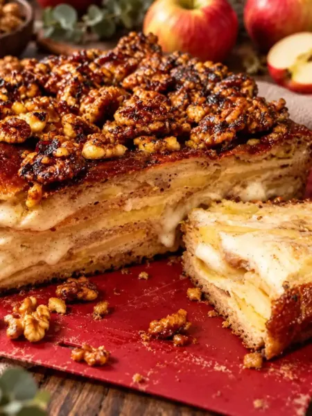 Apfelkuchen geschichtet, Keto, Schichtkuchen, Kaiser-Alexander, Vanillecreme, gebrannte Walnuss, low Carb, zuckerfrei, KetoChameleons
