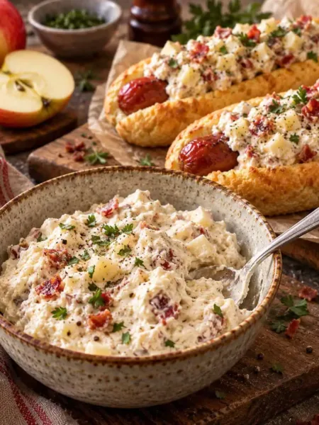 Keto Apfel Bacon Dip, Dip, Kaiser-Alexander Apfel, Speck, Ricotta, Lowcarb, Soße, KetoChameleons