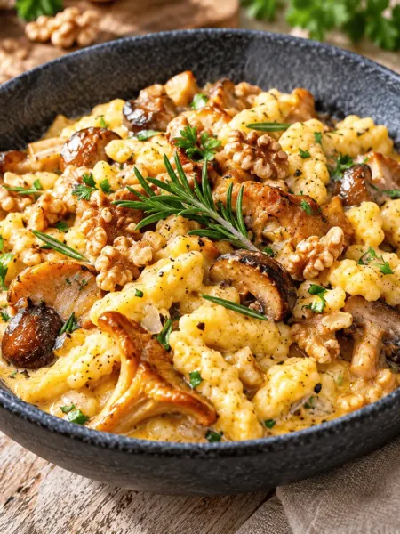 Keto Nudelpfanne, Keto Nudeln, Pilze, Herbst, Kürbis, Spätzlepfanne, Keto Kochen, Walnuss, Rosmarin, Ziegenkäse, HighProtein, KetoChameleons